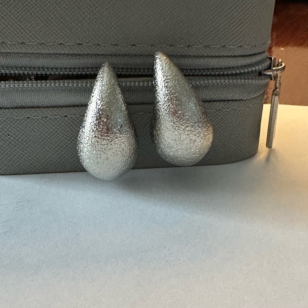 Trendy Jewelry Metal Frosted Teardrop Stud Earrings For‎ Girl Women Party Gift